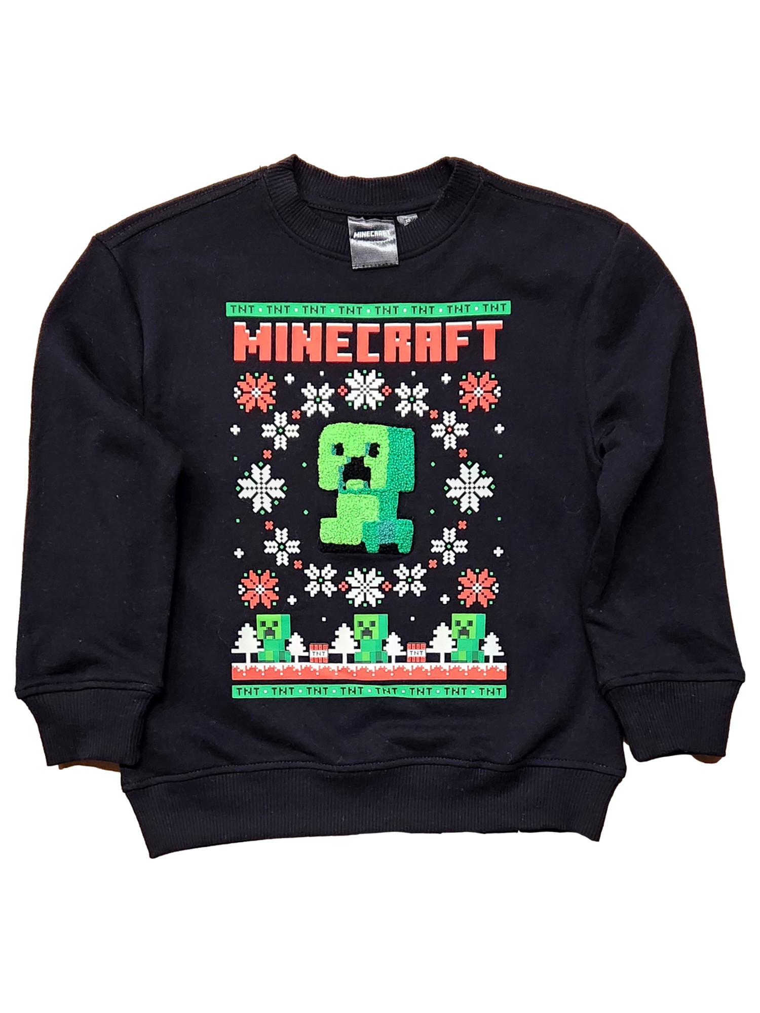 Boys Black Minecraft Creeper Christmas Long Sleeve Sweatshirt