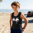 thumbnail image 1 of Boys Black Monster Face Graphic Muscle Tank Top Sleeveless Shirt for Kids Original Cartoon Character Design,Size 4 T, 1 of 6