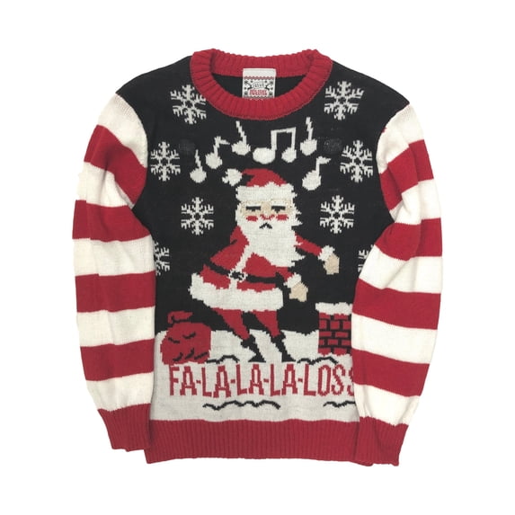 Boys Black & Red Flossing Santa Light Up Christmas Holiday Sweater X-Small