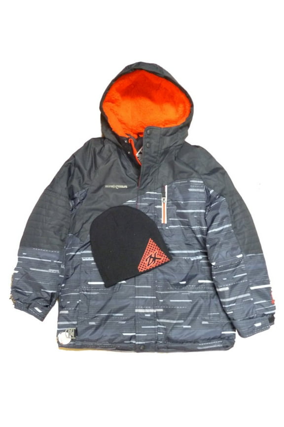 Boys Black & Red Puffer Ski Jacket Winter Snow Coat Large (12-14)