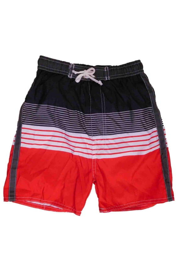 Boys Black & Red Striped Swim Trunks Board Shorts 4