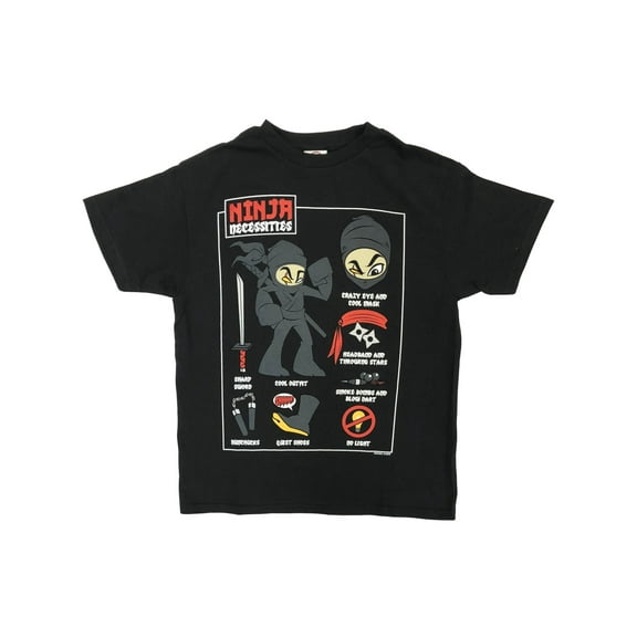 Boys Black Short Sleeve Ninja Necessities T-Shirt Tee Shirt 5-6