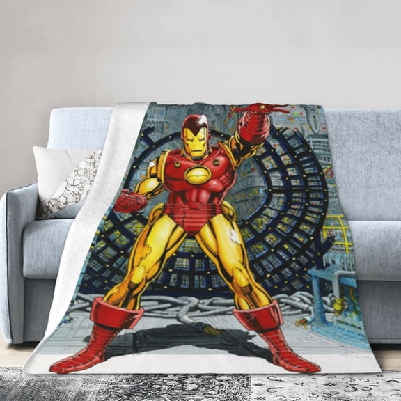 Boys Blankets Iron Man Throw Blankets Iron Man Flannel Blanket Ultra Soft Cozy Noon Break Shawl for Office Worker Student, Anime Fans Followers Gifts 30"X40"