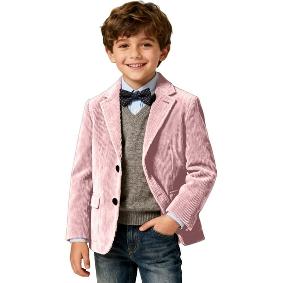 Boys Blazer for Kids Corduroy Formal Jacket Spring Autumn Casual Corduroy Suit Jacket Sport Coat Three Button Outerwear Jackets 9-10 Years