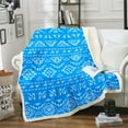 thumbnail image 1 of Boys Blue Boho Throw Blanket Baby 30"X40" Tribal Western Aztec Fleece Blanket for Bed Couch Geometric Bohemian Farmhouse Sherpa Blanket for Kids Abstract Mid Century Flannel Blanket, 1 of 6