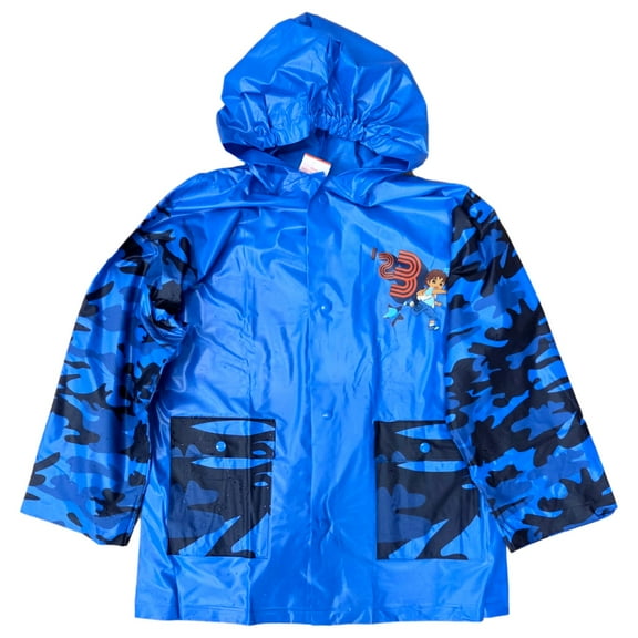 Boys Blue Camo Go Diego Go Rain Jacket Snap Front Coat Medium-Large