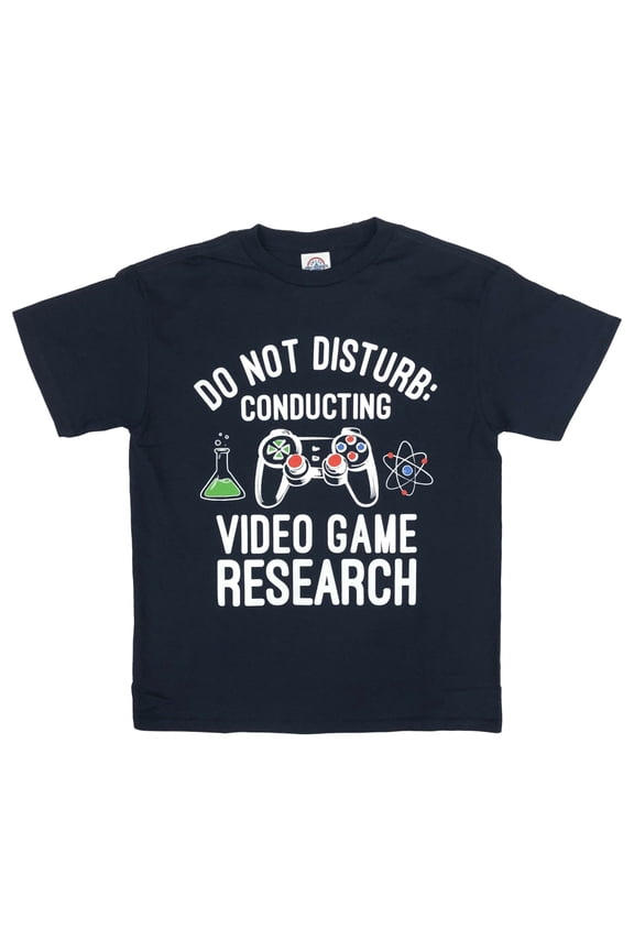 Boys Blue Gamer Tee Short Sleeve Conducting Video Game Research T-Shirt Small