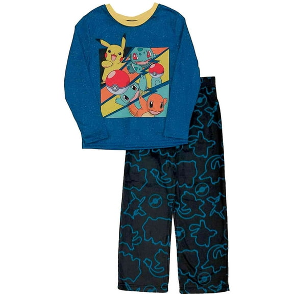 Boys Blue Pokemon Pajamas Pikachu Pikachu Squirtle Charmander Sleep Set XS 4/5