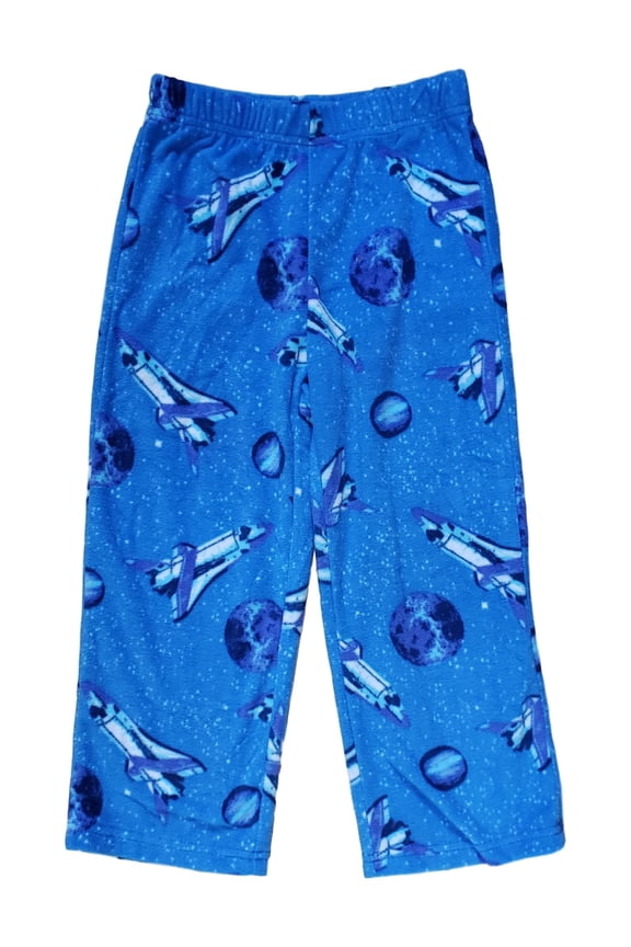 Boys Blue Rocketship Space Planets Fleece Pajama Pants Sleepwear X-Small (4/5)