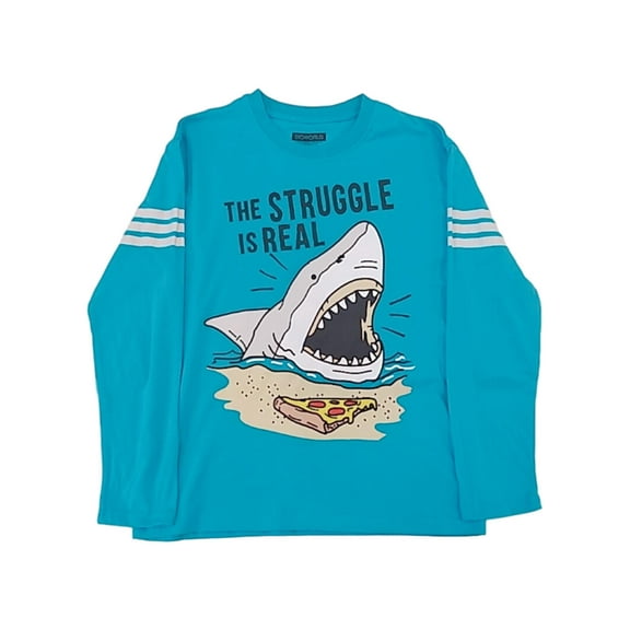 Boys Blue The Struggle is Real Shark Long Sleeve Shirt & Sock Combo Set XL 20