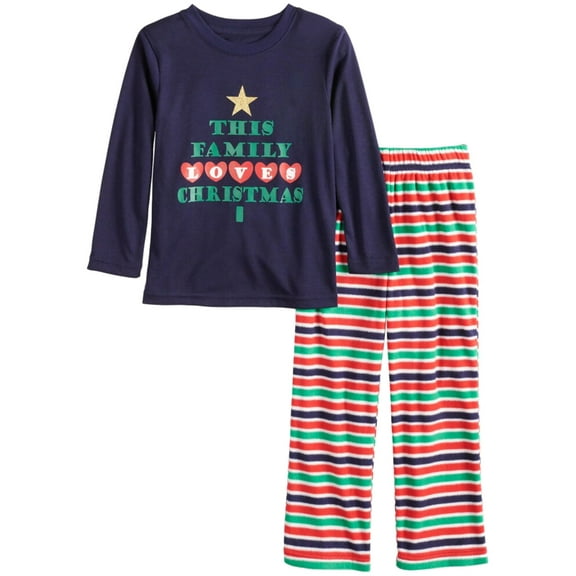 Boys Blue This Family Loves Christmas Holiday Pajama Sleep Set 4