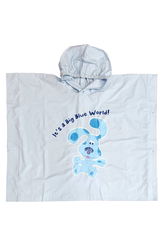 Boys Blue's Clues Blue Snap Side Rain Jacket Poncho With Hood One Size Fits Most