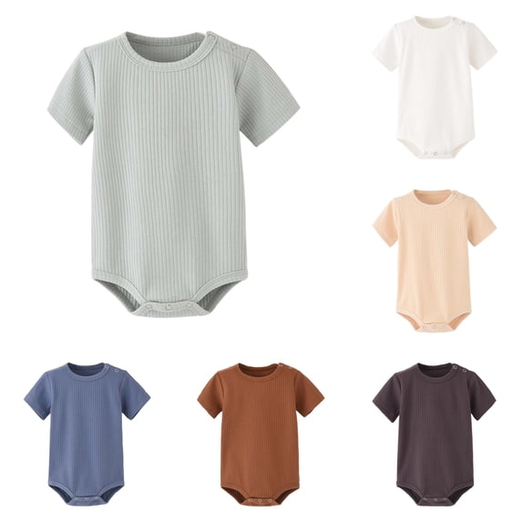Boys Bodysuits for and Toddlers Practical Short Sleeve Romper Soft Round Neck Everyday Wear Easy Fit Outfit for Spring Summer