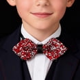 thumbnail image 1 of Boys' Bow Tie for Ages 5-10, Crystal Encrusted Leather Bow Tie for Kids, Formal Bow Tie for Wedding, Party, Hosting, and Suit Accessories Red, 1 of 5