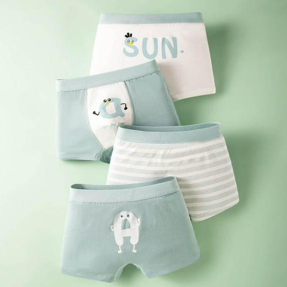 Boys' Boxer Briefs Cartoon Dinosaur Car Boys Briefs For Kids Comfortable Breathable Soft Elastic Waistband Boyshorts Underwear, 4 Pack, 4-14 Years