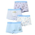 thumbnail image 1 of Boys Boxer Briefs Cartoon Print Cotton Durable Stretchable Toddler Underwear 4 Pack Sky Blue Size 9-10T, 1 of 3