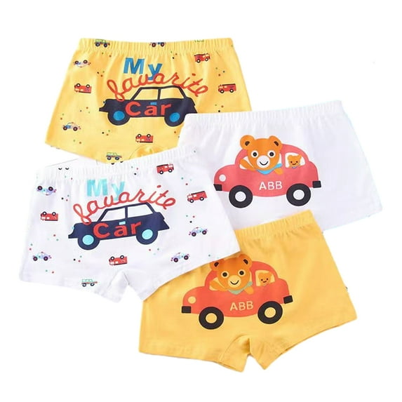 Boys Boxer Briefs Underwear for Kids Baby,2-12Y Corner Pants Cotton Baby Boys' Medium to Large Toddler Quadrangle Pants 4Pcs (Color Mix and Match)