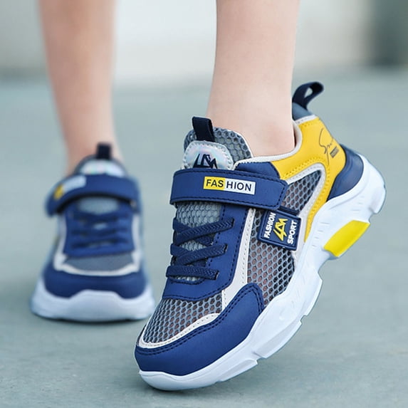 Boys Breathable Mesh Sneakers, Lightweight Non- Hook & Loop Sports Shoes for Kids 5-12 Years, Running Outdoor Play Footwear