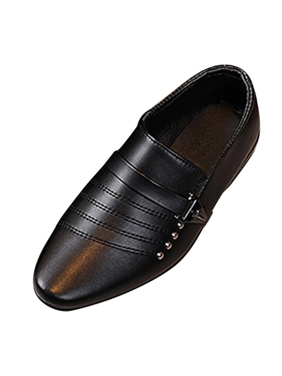 Boys' British Student Style Casual Perform Leather Shoes Black 3.5 Years-4 Years
