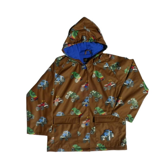 Boys Brown Monster Truck Rain Coat 5