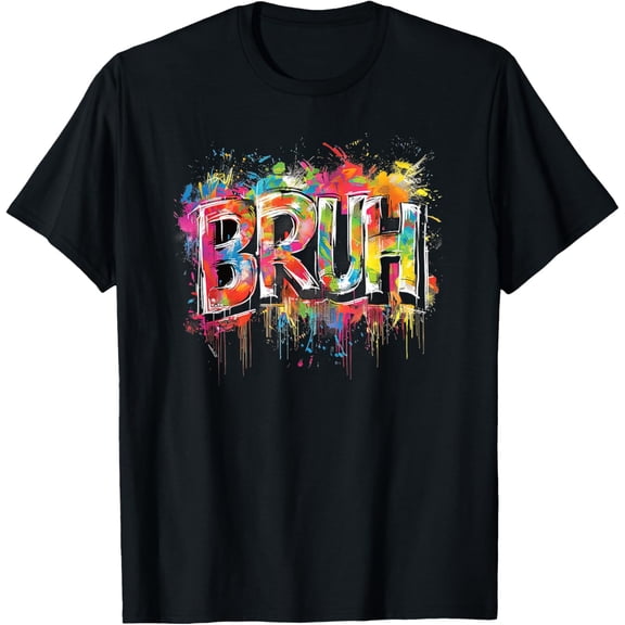 Boys Bruh Meme Funny Saying Teens Graffiti Aesthetic Kids T-Shirt