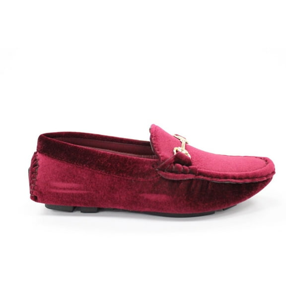 Boys Burgundy Velvet Slip On Loafers Party Shoe By Jodano 2302311