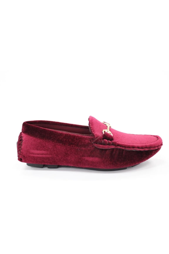 Boys Burgundy Velvet Slip On Loafers Party Shoe By Jodano 2302311
