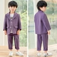 thumbnail image 1 of Boys Business Suits Coat 3 Piece Outfit Tuxedo Set for Kids Formal Suit for Boys with Pants Necklace Set Slim Knitted Romper Outfits Boys Size 5t Baby Boy Outfit Bundles Bodysuit Button down, 1 of 4