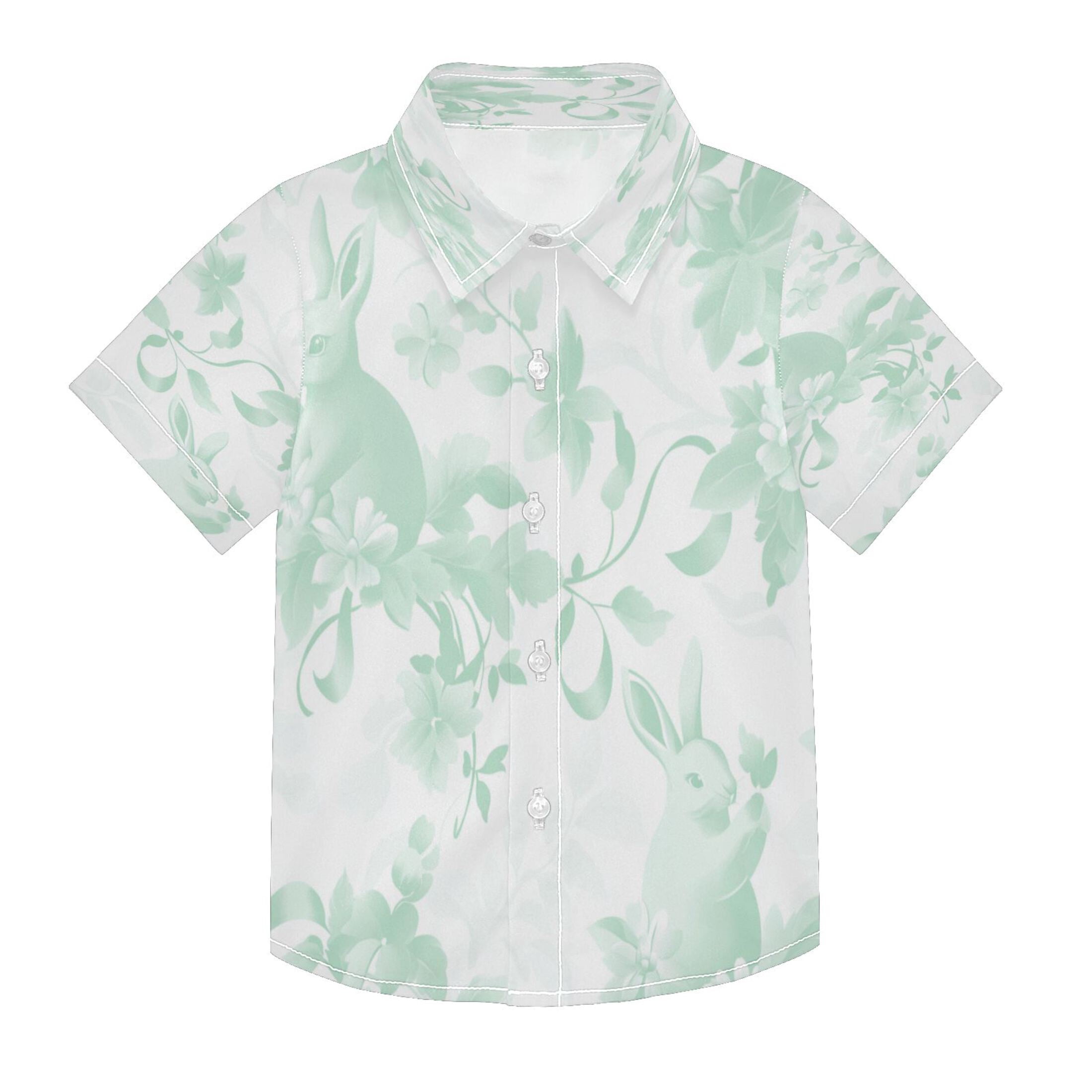 Boys Button-Down Shirt Short Sleeve Shirt Tops for 4Y Mint Green ...
