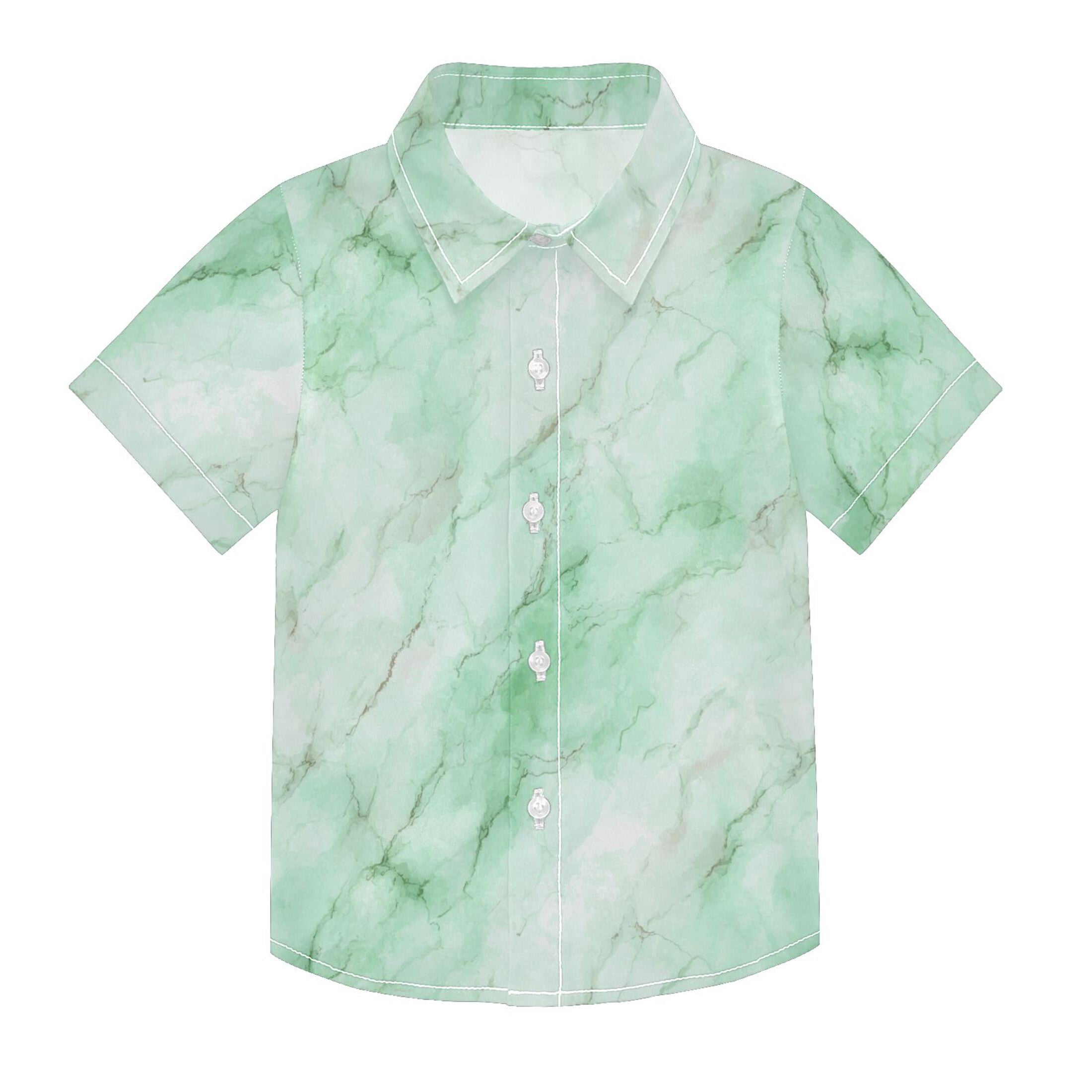 Boys Button-Down Shirt Short Sleeve Shirt Tops for 5-6Y Light Green ...