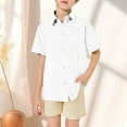 thumbnail image 1 of Boys' Button Down Shirts Girls White Button Down Shirt Boys Formal Outfit Boys Uniform Shirt 8-9 Years Summer&nbsp;Clothes, 1 of 5