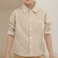thumbnail image 1 of Boys' Button Down Shirts Boys Formal Outfit Beige Dress Shirt For Boys School Uniforms For Boys Girl Fashion, 1 of 4