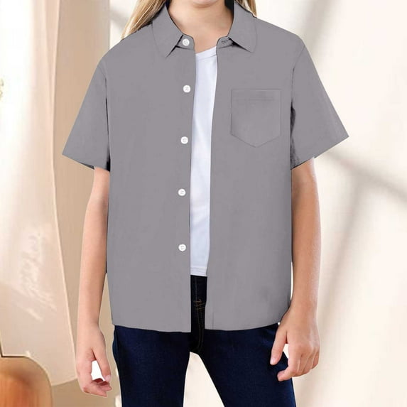 Boys Button Down Shirts Boys Formal Outfit Grey Shirt Girls Dress Shirt French Toast Boys Uniform Shirts Girl Fashion