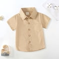 thumbnail image 1 of Girls Button Down Shirts Boys Formal Shirt Khaki Dress Shirt School Uniform Shirts for Boys 5-6 Years, 1 of 8