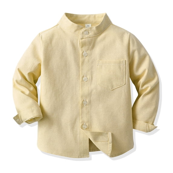 Girls' Button Down Shirts Boys Formal Shirt Boys Yellow Dress Shirt Boys Collared Shirts Size 4-5 Years