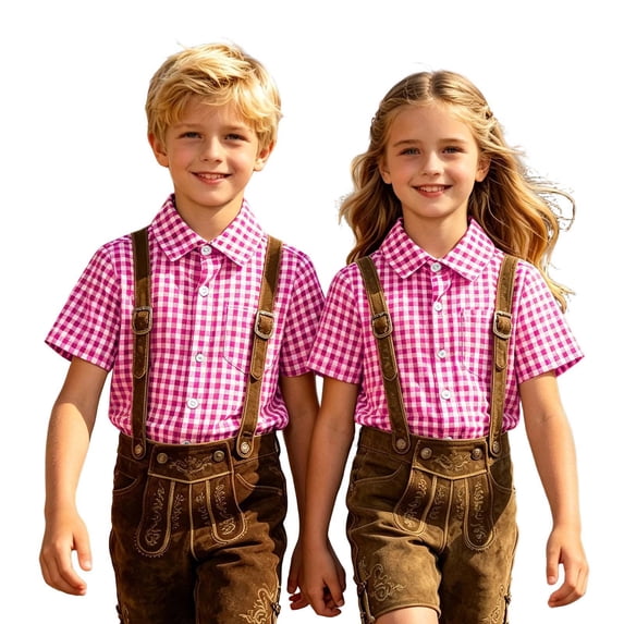 Boys Button Down Shirts Checked Short Sleeve Collared Shirt With Print Comfortable Classic Boys Daily Wear Casual Tops