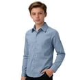 thumbnail image 1 of Boys Button Down Shirts Collared Long Sleeve Blend Shirt Solid Color Casual Classic Fit Comfortable Boys Daily Wear Tops, 1 of 4