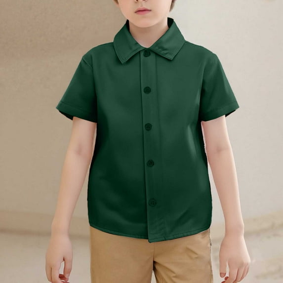 Boys Button Down Shirts Green Shirt For Boys Dress Shirt Boys Formal Shirt School Shirts For Girls 5-6 Years Summer Clothes