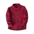 thumbnail image 1 of Boys Button Down Shirts Plain Crewneck Button Down Long Sleeve Uniform Top Fall Casual Preppy Shirts for Boys Y2K, 1 of 5