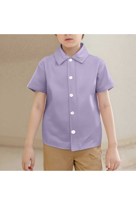 Boys' Button Down Shirts Purple Shirt Toddler Boy Boys Formal Shirt Boys School Uniform Shirts 3T Summer&nbsp;Clothes