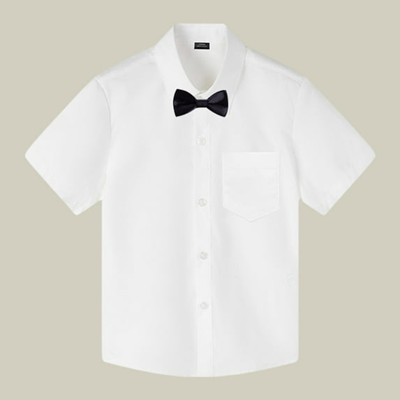 Boys' Button Down Shirts White Shirt Toddler Boy Graduation Shirts Girls School Uniform Shirts Summer Clothes