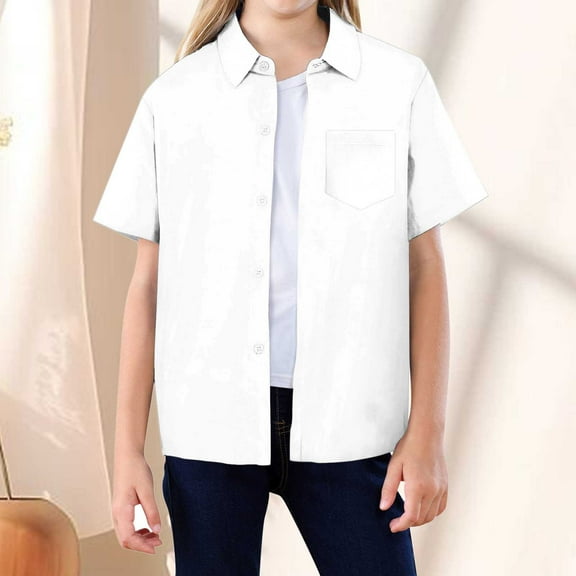 Boys Button Down Shirts White Uniform Shirts For Boys Boys Formal Outfit Uniform Shirts For Boys 3T Summer Clothes