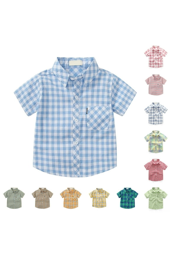 Boys Button Down Shirt Fashion Long Sleeve Plaid Pocket Kids Clothes Fall Winter School Casual Shirt Toddler White Dress Shirt For Boys Big Brother T Shirt Toddler