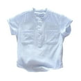 thumbnail image 1 of Boys Button Up Shirt Short Sleeve Lightweight Summer Linen Cotton Dress Shirts Tees Tops with Pocket, 1 of 5