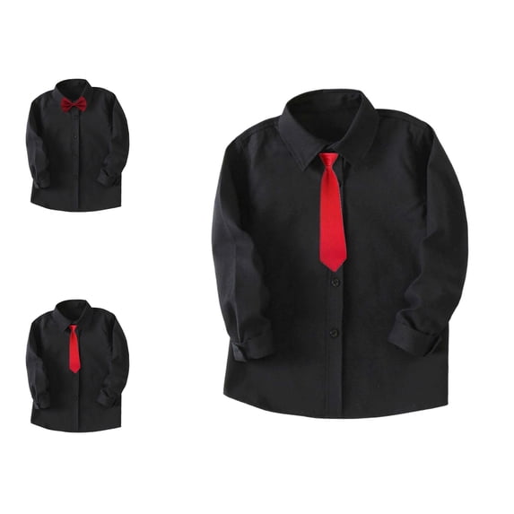 Boys Button Up Shirt Slim Fit Dress Shirts with Tie School Shirt Dress Clothes 13-14 Years
