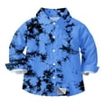 thumbnail image 1 of Boys Button Up Shirts Chest Pocket Fashion Tie-dye Long Sleeve Collared Dress Shirt for Kids Boy Girl Blouse, 12-18 Months Blue, 1 of 7