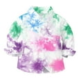 thumbnail image 1 of Boys Button Up Shirts Chest Pocket Fashion Tie-dye Long Sleeve Collared Dress Shirt for Kids Boy Girl Blouse, 7-8 Years Multicolor, 1 of 7