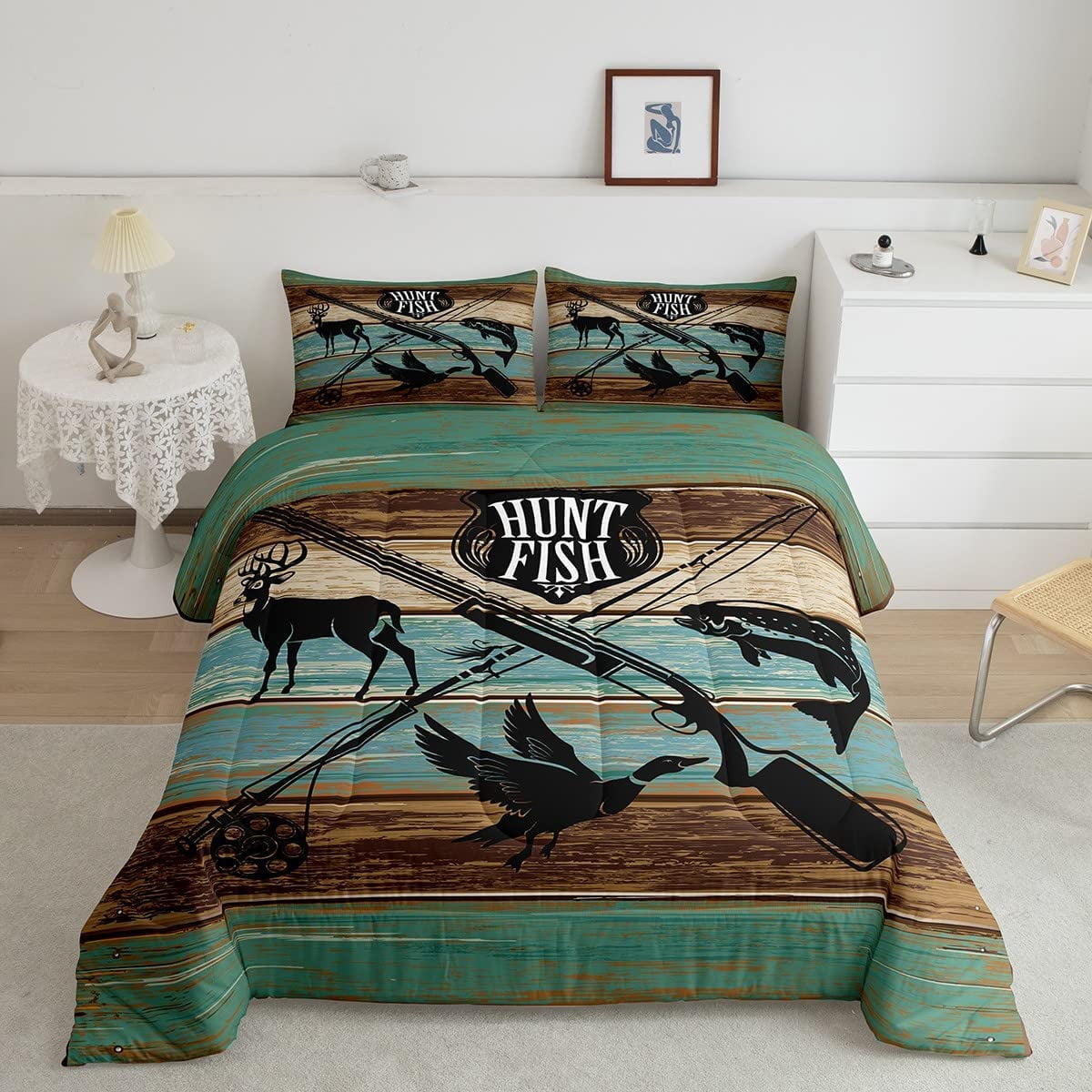 Boys Camo American Flag Comforter Set Twin Size,Army Green Camouflage