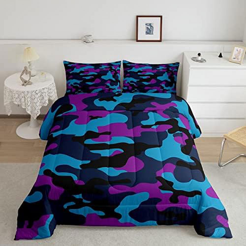 Boys Camo Comforter Set Army Camouflage Lightweight Bedding Set for