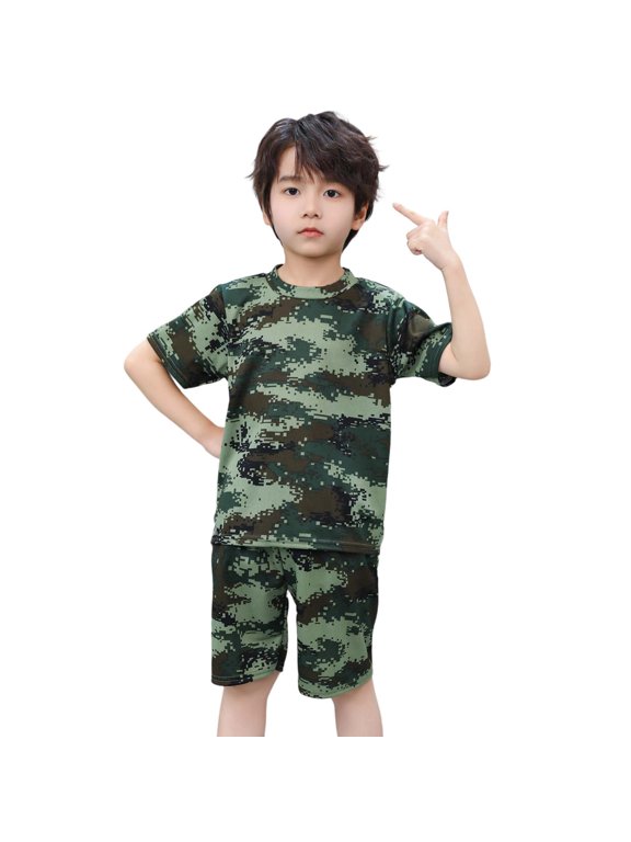 Boys Camo Short Sleeve Outfit Set Toddler Summer Clothes Kids T Shirt And Shorts Casual Playwear Breathable Comfortable Activewear For Daily Wear Green Size 9-12 Months